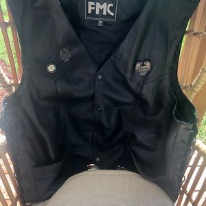Mens Leather Motorcycle Vest